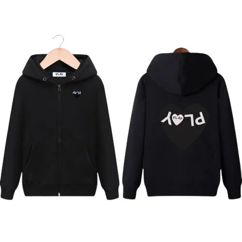 Black Heart Double Side Printed Zipper Hoodie Black Heart Double Side Printed Zipper Hoodie